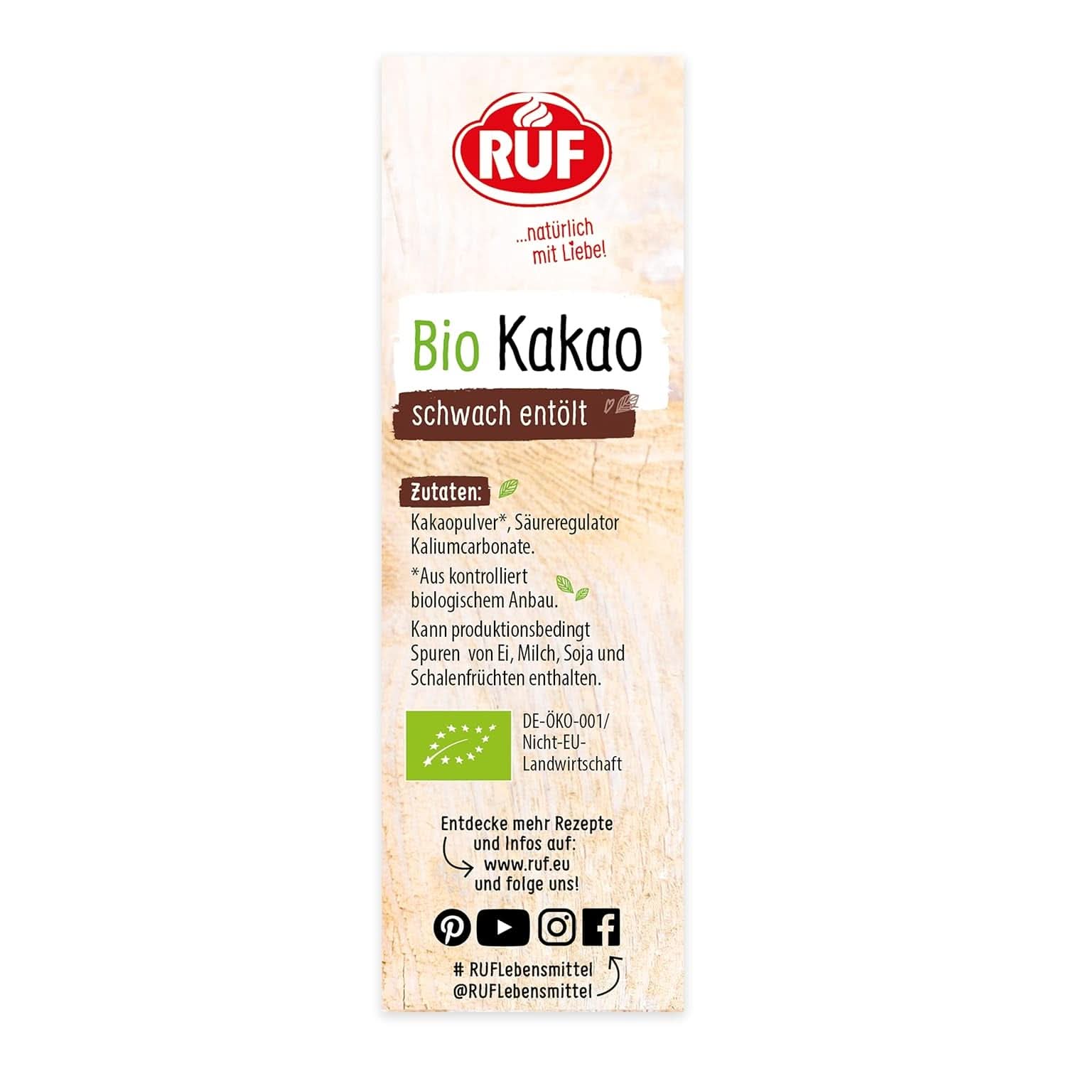 Cacao in polvere RUF di qualità biologica, 125 grammi Cacao e Cioccolata Calda Naty Shop
