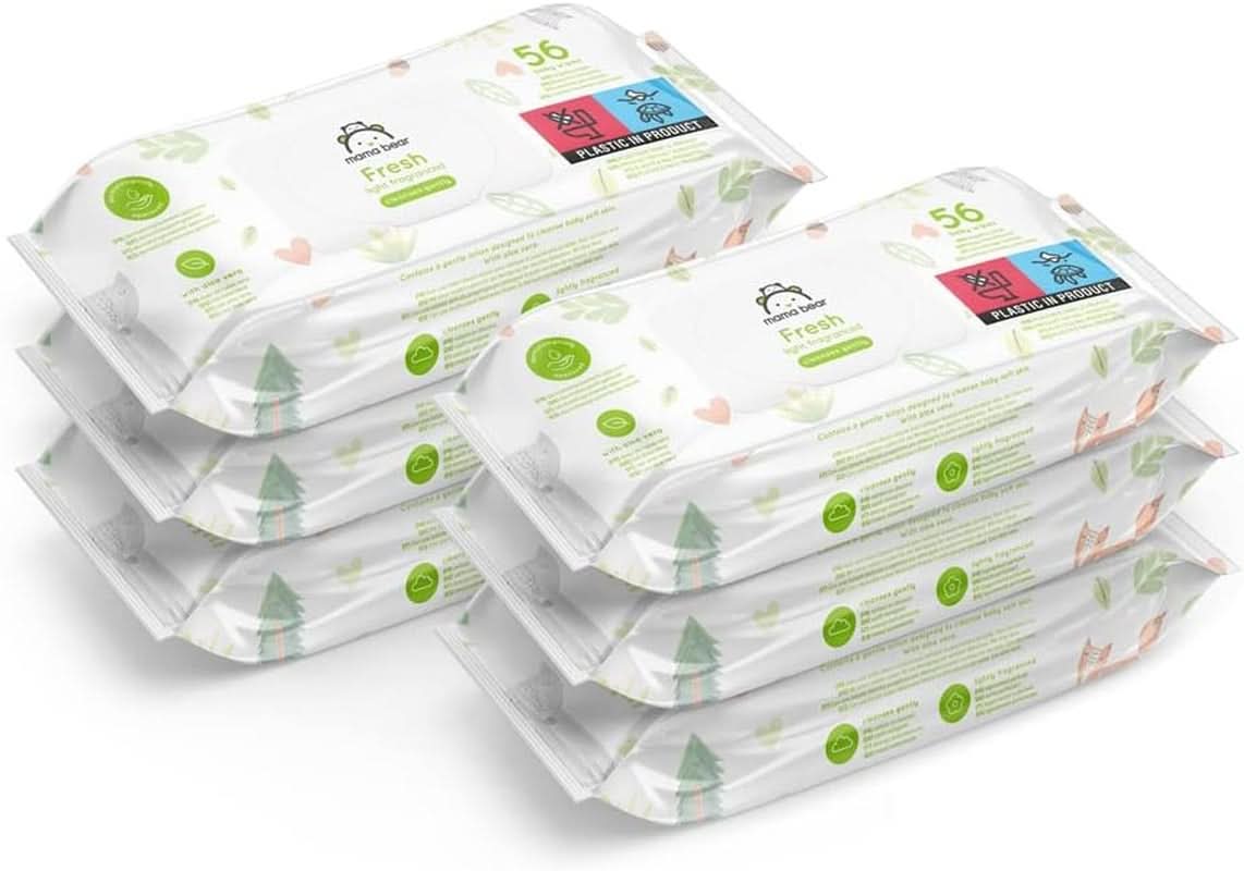 Mama Bear Naty Shop Salviettine per neonati fresche all'aloe vera 56 pezzi (confezione da 6)
