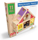Marionette in Legno - Casa delle bambole in legno con mobili e bambole - 11 pezzi Case delle bambole Naty Shop