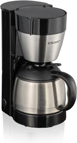 Cloer 5009 Caffettiera con filtro Keep Warm per un massimo di 8 tazze 800 W con caraffa isolata in acciaio inossidabile 1x4 tazza con filtro nera