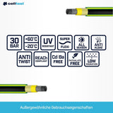 Tubo da giardino CELLFAST Tubo dell'acqua a 5 strati Tubo per irrigazione transfrontaliero a doppia treccia Resistente ai raggi UV Anti-alghe Flessibile 30 Bar 3,4 pollici 50 metri Verde