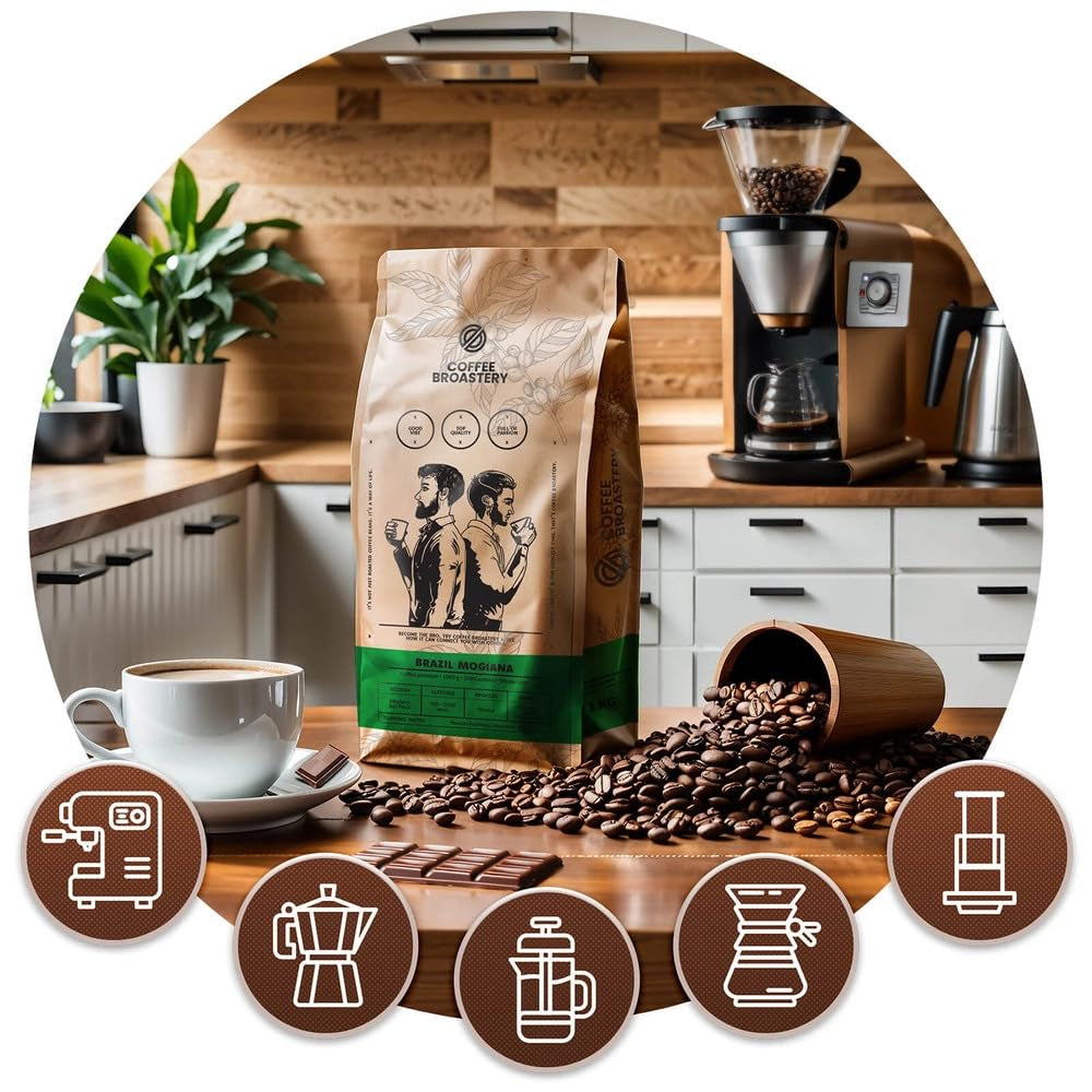 Set di caffè in grani 2x1kg 2000g | Brasile Mogiana | Caffè brasiliano | Caffè speciale | Appena fritto | Torrefazione artigianale del caffè