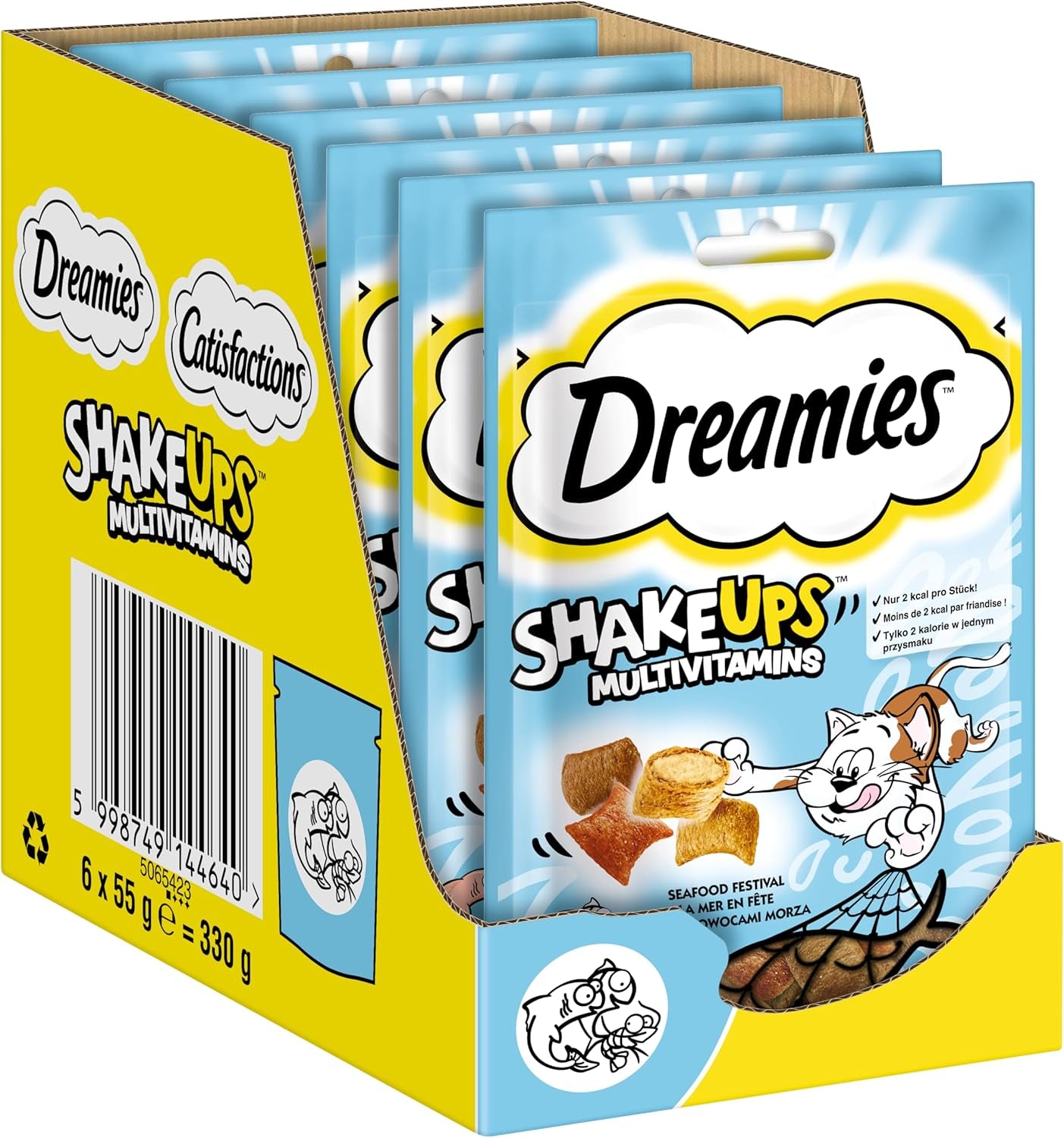 DREAMIES SHAKE UPS Snack multivitaminici per gatti Seafood Festival in bustine porzionate - 55g (6 bustine)