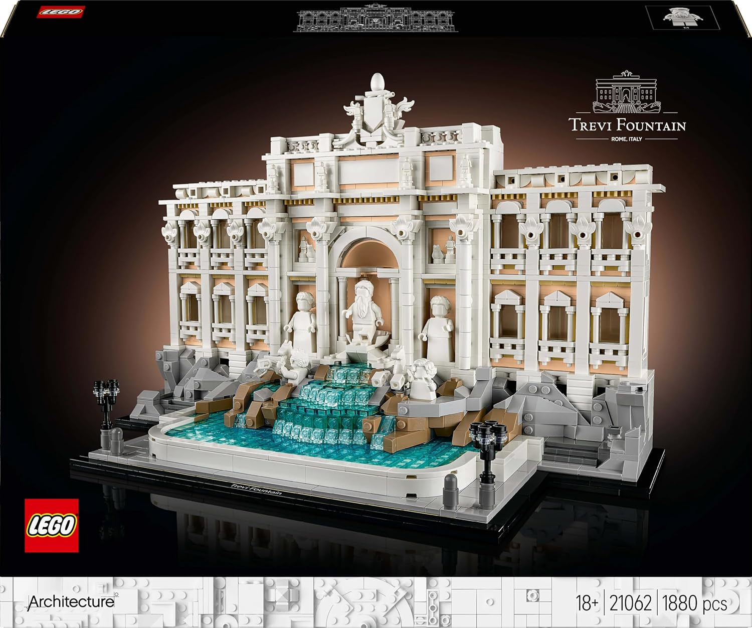 LEGO Architecture Fontana di Trevi - Modello di un punto di riferimento a Roma con sculture di Minifigure - pezzo da collezione per ufficio e soggiorno - regalo per adulti e amanti dell'architettura 21062 Set da costruzione Besuche den LEGO-Store