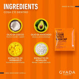 GYADA COSMETICS, maschera per capelli in materiale leggero e rivitalizzante, dona lucentezza e morbidezza, effetto nutriente e riparatore, con cuffia termica, a base di olio di cocco e avocado, maschera per capelli Naty Shop da 60 ml