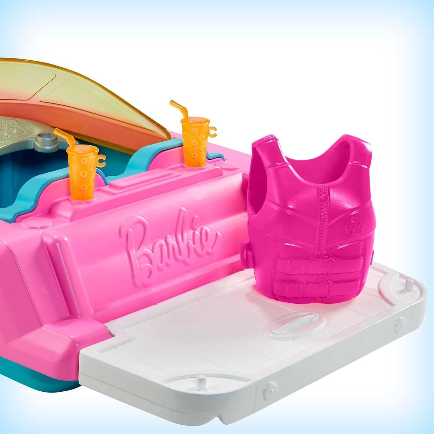 Set motoscafo Barbie, bambola Barbie con capelli biondi, giubbotto di salvataggio rosa, barca, cucciolo, accessori, regali per 3+, bambole Grg30 Naty Shop