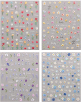 JMEOWIO 3D Nagelsticker Blumen Nail Art Sticker Selbstklebend Nagelaufkleber 5D Stereoscopico Frühling Sommer Blumen Dekoration Nageldesign Zubehör 4 Blatt