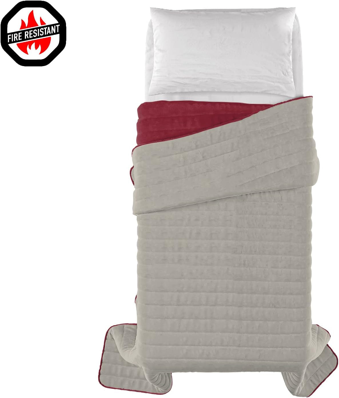 Coperta estiva in lino italiano, ignifugo, microfibra, bicolore, bordeaux/grigio chiaro, 170 X 270 cm Trapunte e trapunte Naty Shop