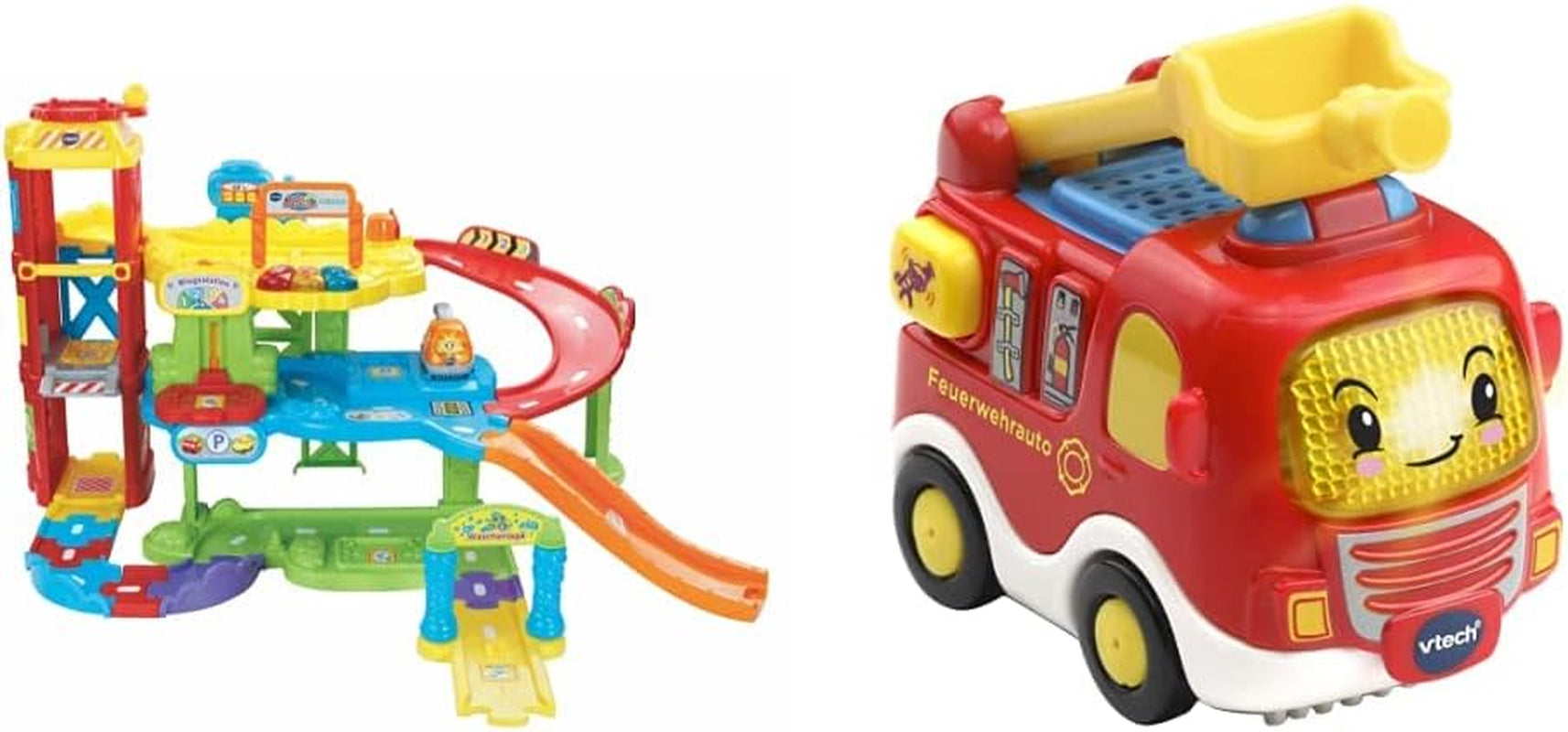 Vtech TUT TUT Baby Flitzer - Garage, colorato, 66,6 x 75,3 x 45,1 cm & TUT TUT Baby Flitzer - Autopompa - macchinina con musica, pulsante luminoso, frasi e suoni interessanti Bebe Naty Shop Toys Titolo predefinito