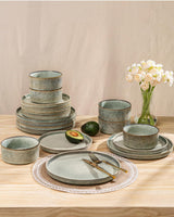 GBhome Set di Stoviglie in Ceramica per 6 Persone 18 Pezzi Set di Stoviglie in Porcellana Fatta a Mano con Smalto Reattivo Set di Ciotole e Piatti Utilizzabili nel Microonde e in Lavastoviglie
