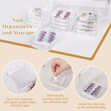 INMORVEN Set di scatole per unghie - 14 scatole trasparenti per unghie + 1 scatola grande e 60 dischi adesivi - Ideale per conservare unghie finte, accessori per unghie in gel e smalto (14 pezzi in uno strato)