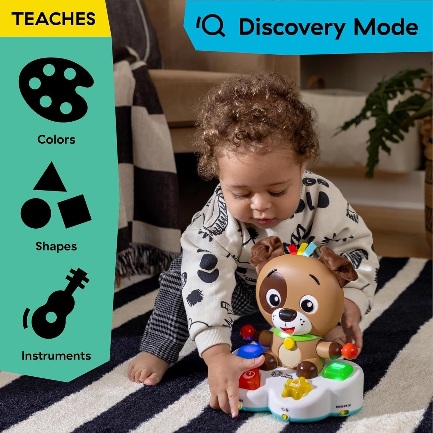Baby Einstein, Drum & Learn Dean Giocattolo didattico musicale - Giocattolo multisensoriale per bambini, 2 modalità di gioco, colori, forme e strumenti, oltre 50 suoni, dai 6 mesi Giocattoli per bambini Naty Shop