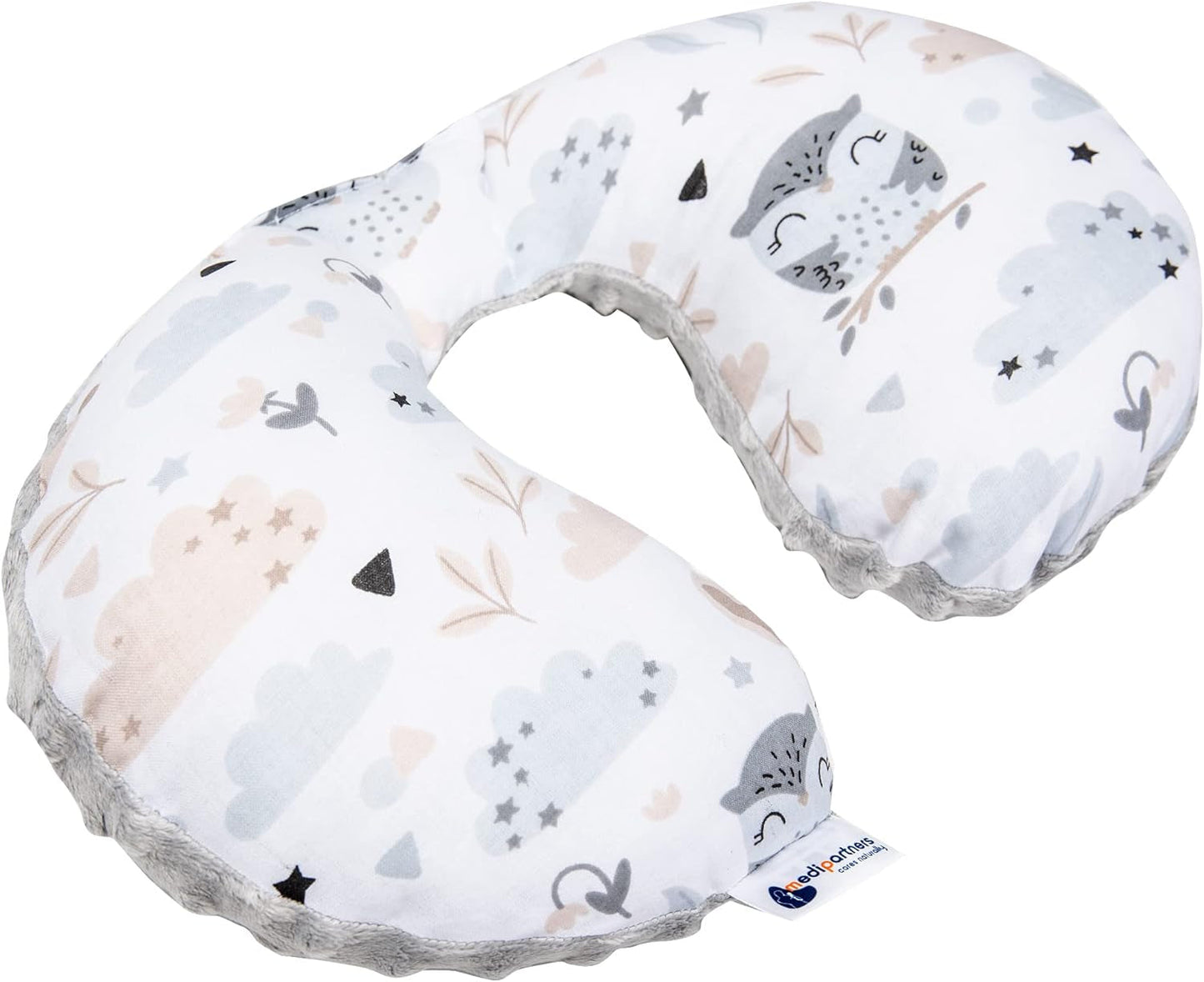 Medi Partners Cuscino per il collo del bambino Supporto per il collo 100% cotone / Minky Cuscino per il collo del bambino per auto Passeggino Viaggi Viaggio Sonno Cuscino per il collo Snooze Roll (REH con Minky grigio) Cuscini ortopedici cervicali Naty Shop Pulizia con Minky grigio