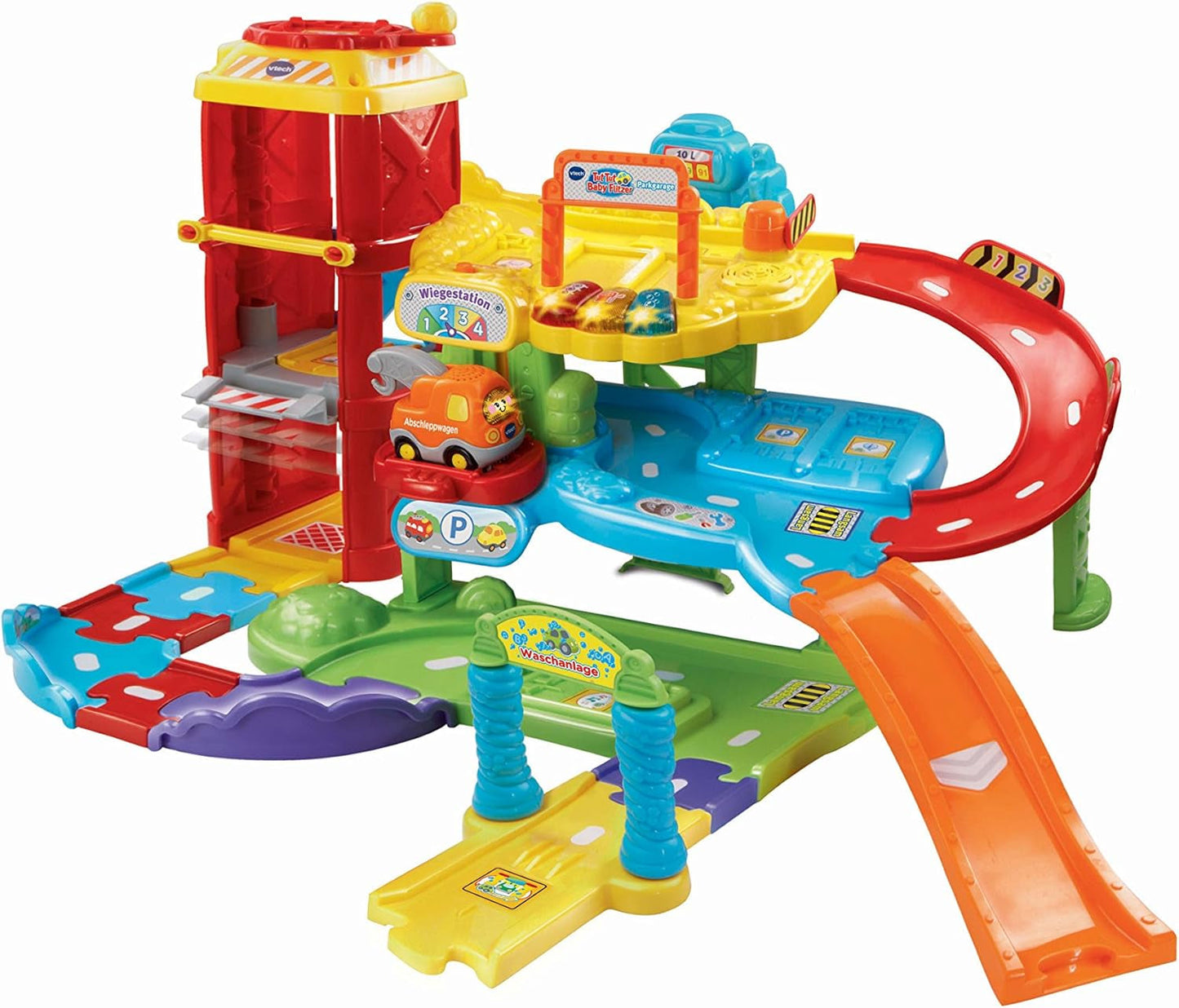 Vtech TUT TUT Baby Flitzer - Garage, colorato, 66,6 x 75,3 x 45,1 cm & TUT TUT Baby Flitzer - Autopompa - macchinina con musica, pulsante luminoso, frasi e suoni interessanti Bebe Toys Naty Shop