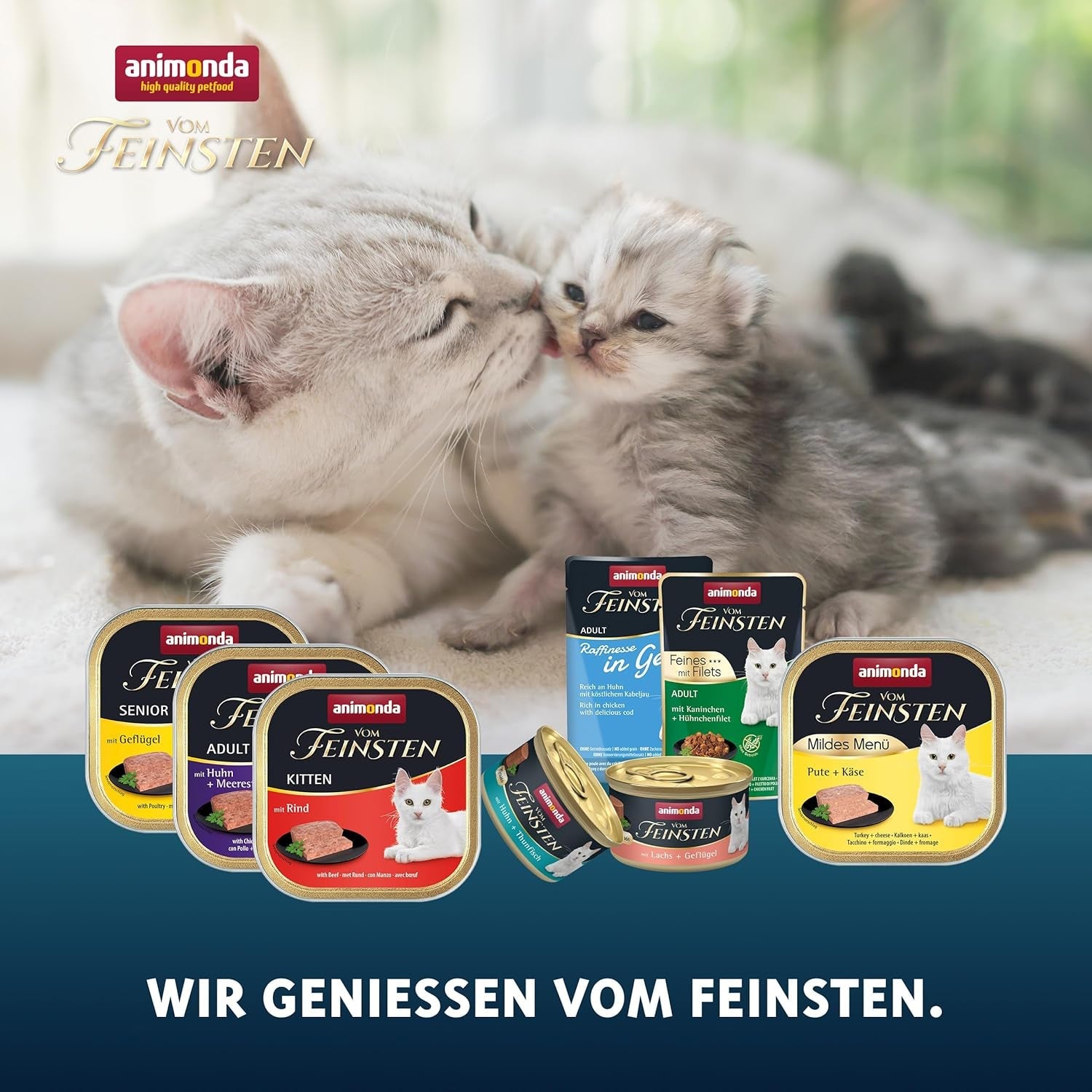 animonda vom Feinsten Premium Kitten Cibo umido per gatti, Aromi raffinati in salsa, 24 bustine (24 x 85g), Cibo umido di alta qualità per gatti, senza zucchero, Miscela mista