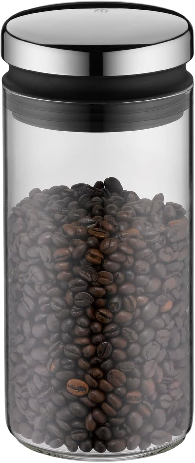 WMF Depot Barattolo in Vetro da 1 L, Altezza 21,5 cm, Barattolo con Coperchio, Contenitore per caffè in grani, Barattolo per Cereali, Barattolo per Alimenti con Ampia Apertura di Riempimento (Confezione da 4) Scatole per Alimenti Naty Shop