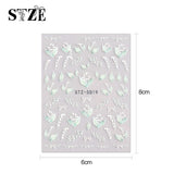 JMEOWIO 3D Nagelsticker Frühling Blume Nail Art Sticker Selbstklebend Nagelaufkleber 5D Stereoscopic Buntes Sommer Blumen Dekoration Nageldesign Zubehör 4 Blatt