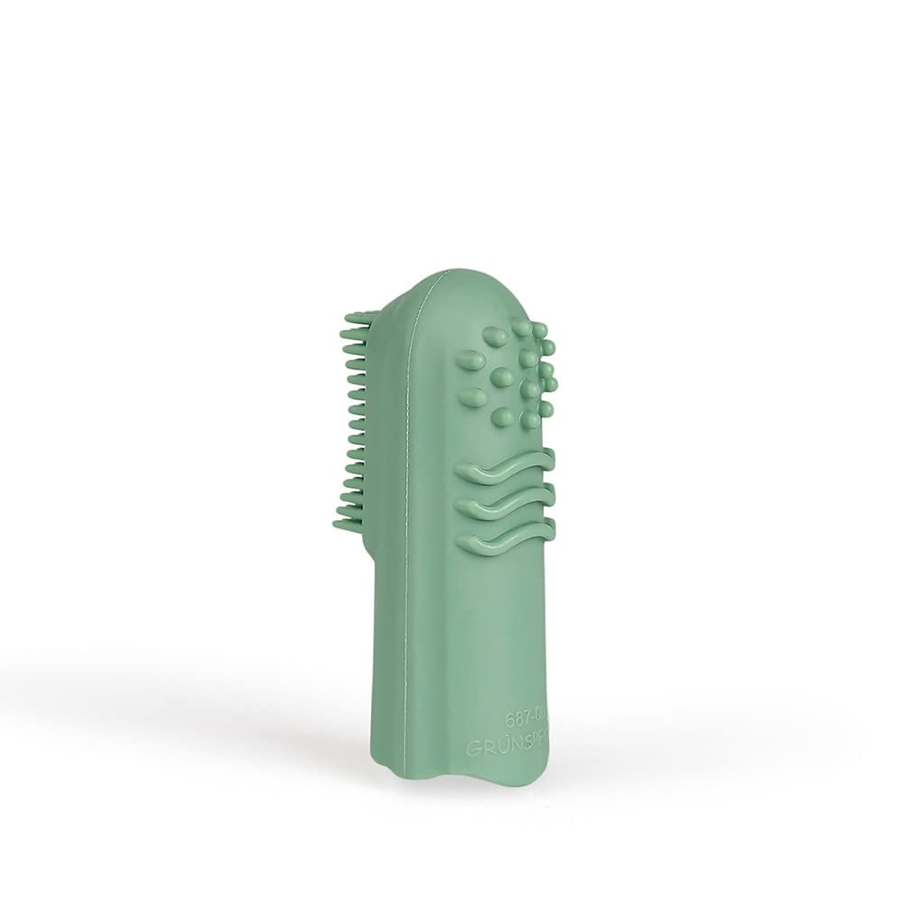 Anello da dentizione per bambini in gomma naturale organica, gomma da massaggio, morbida e senza BPA, favorisce la motricità fine, design a forma di dinosauro (639-V1) Spazzolino da denti in gomma naturale