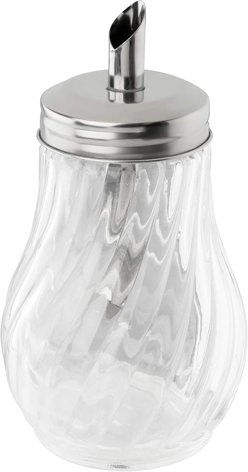 Distributore di zucchero FMprofessional FLEURETTE da 280 ml, contenitore in vetro, contenitore per un facile dosaggio, contenitore per varie occasioni, contenitore di alta qualità (colore: argento), quantità: 1 pezzo