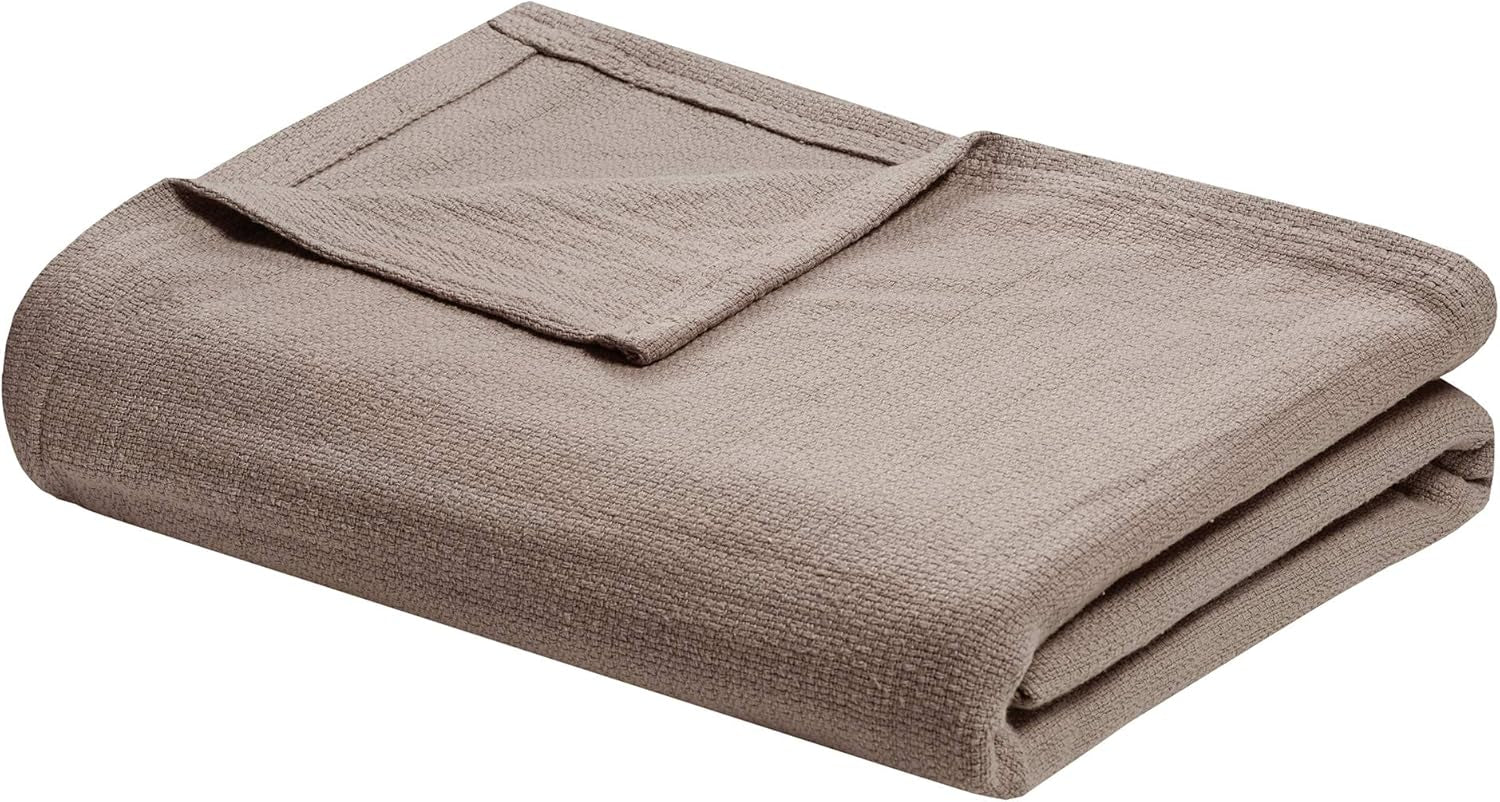 Madison Park Freshspun Wicker Twin Letti e piumini in cotone grigio con coperta Madison Park Khaki Twin