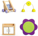 Hape Cameretta per Bambole - Set per Cameretta per Bambole in Legno, Mobili per Bambole, Accessori per Casa delle Bambole per Bambini, Cameretta per Bambini in Miniatura con Altalena e Accessori, Gioco di Ruolo di 3 Anni