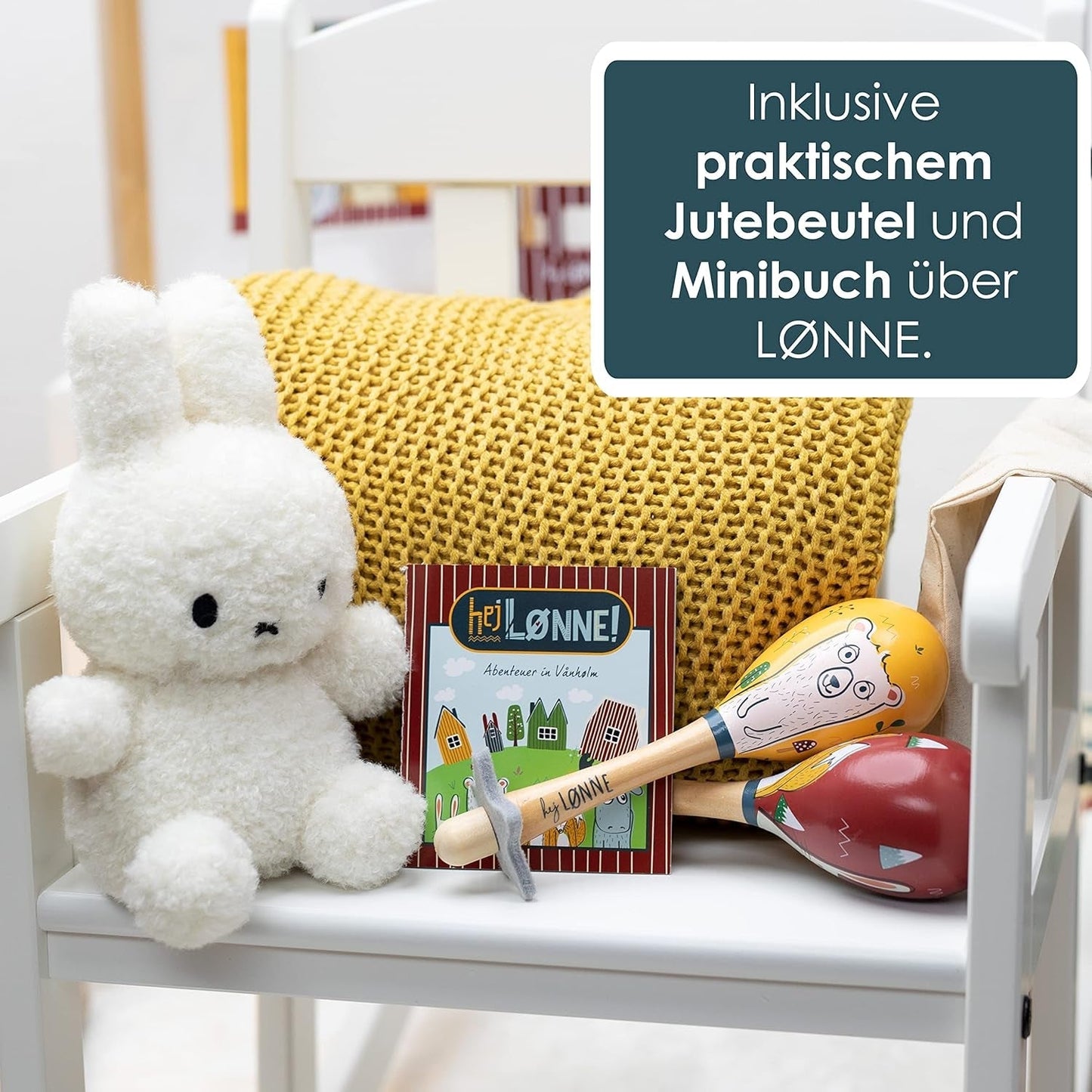 HEJ LØNNE set di 2 campane di legno - Maracas per bambini - strumento musicale in legno per promuovere le capacità motorie, la coordinazione e il comportamento sociale - campana di legno per bambini - giocattolo per bambini Giocattoli Bebe Naty Shop