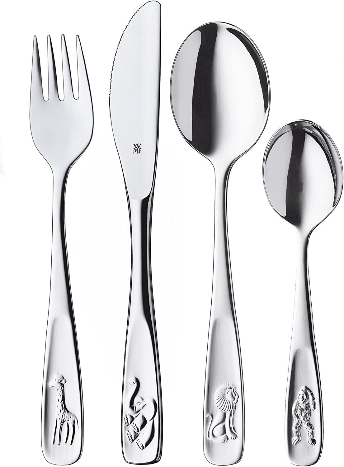 WMF Animals set posate in acciaio inox per bambini, 4 pezzi, lucido Cromargan Kitchen Naty Shop