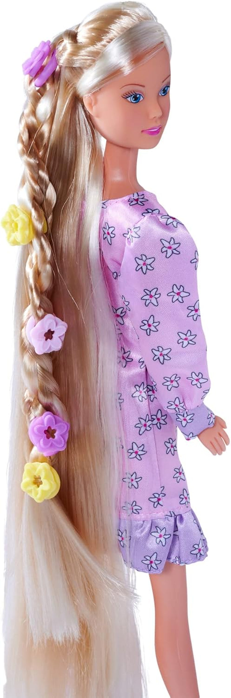 Simba 105733640 - Steffi Love Flower Hair, bambola con capelli extra lunghi, include 6 clip, accessorio treccia e pettine, 29 cm, dai 3 anni in su