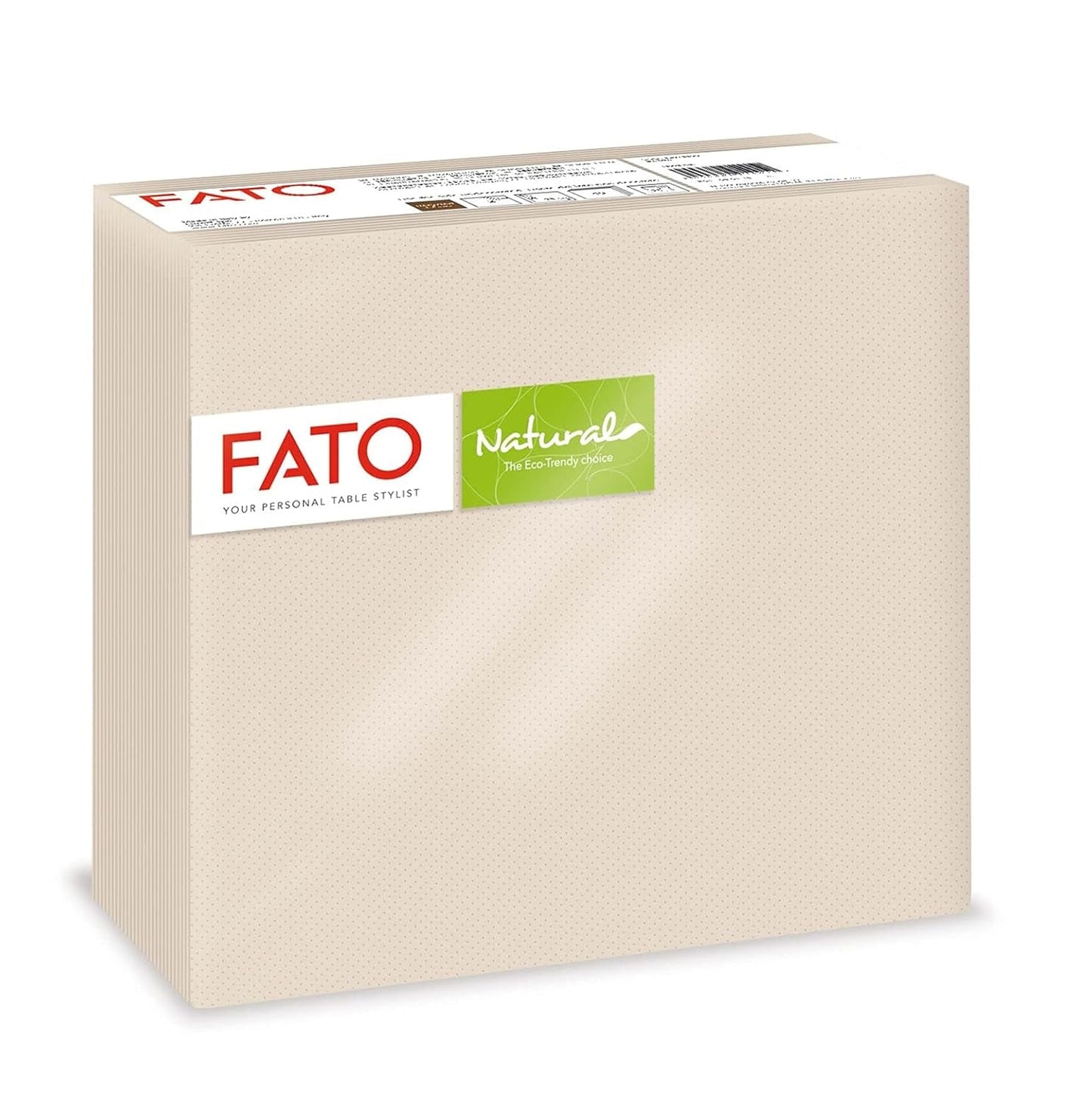 Fato - Tovaglioli di carta usa e getta 4 pieghe naturali, ecologici, confezione da 40, formato 38X38, 2 veli, carta riciclata al 100%