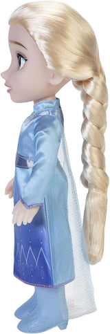 Disney Frozen 2 Elsa Travel Doll, bambola da 35 cm con abito ispirato al film cult, stivali e lunghi capelli intrecciati per un divertimento extra, per ragazze dai 3 anni in su