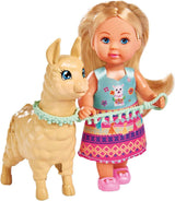 Simba 105733497 - Evi Love Doll con grazioso vestito di alpaca e guinzaglio, 12 cm, per bambini dai 3 anni in su