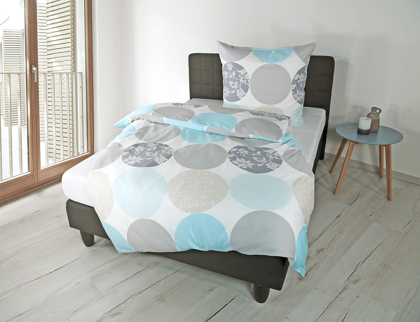 Biancheria da letto Bierbaum, macos-raso, Designed in Germany, modello 6383 turchese 02, 155X220 Cm + 80X80 Cm, misura comfort Letti e coperte Besuche den Bierbaum-Store