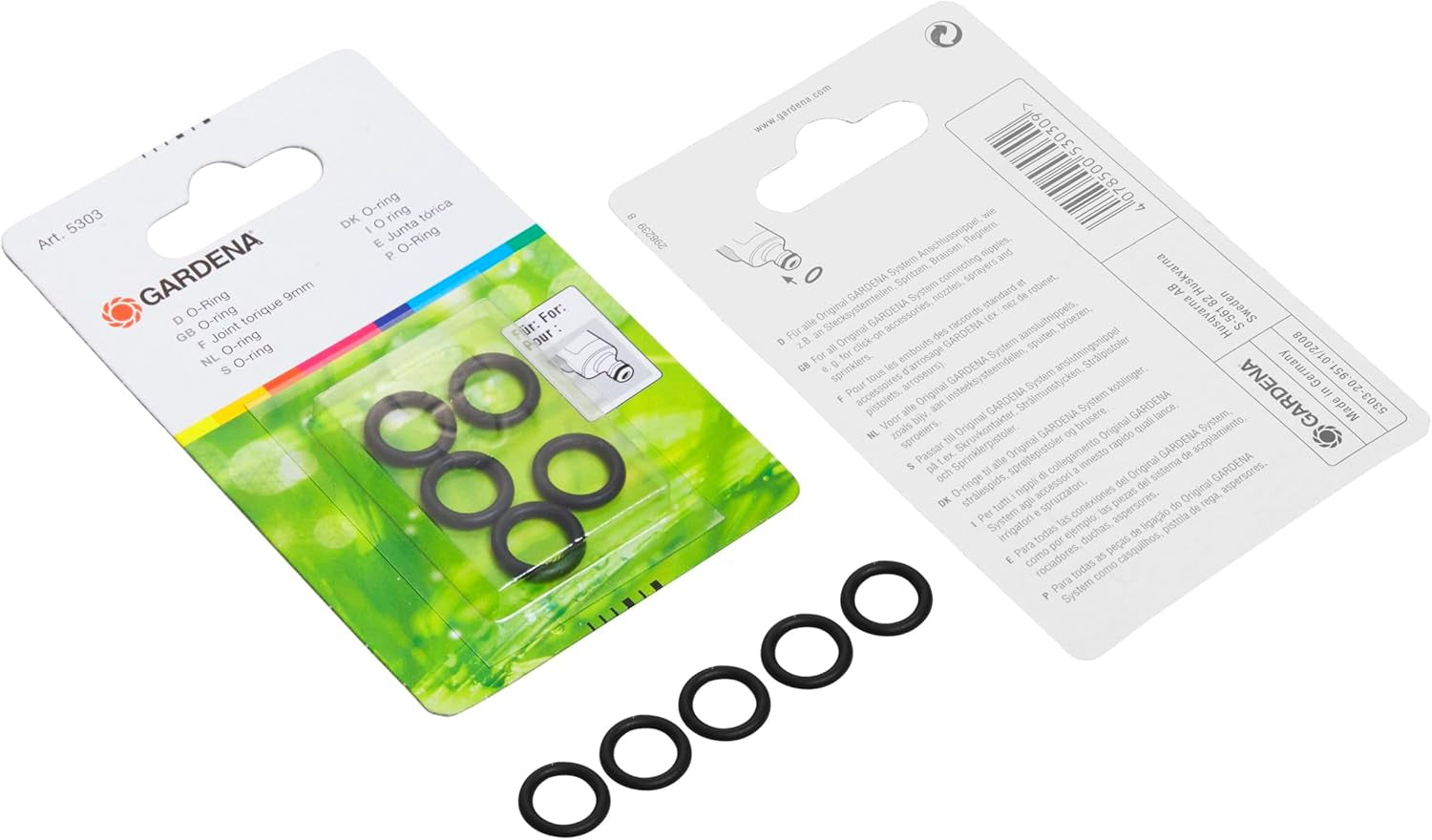 Gardena Ring Gasket: guarnizione di tenuta versatile per il collegamento di tutti i raccordi originali Gardena come soffioni doccia e irrigatori (5303-20)