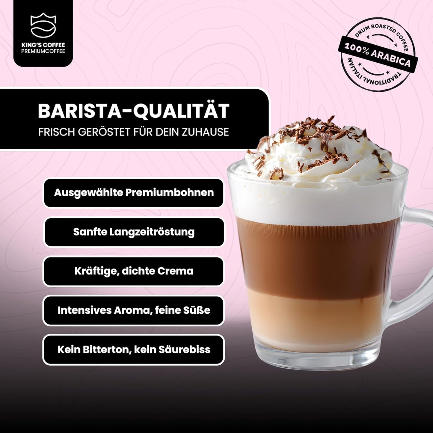 KING'S COFFEE - WHITE EDITION - miscela leggera 100% Arabica da Etiopia, Messico, Perù e Tanzania - torrefazione in piccoli lotti in Italia - caffè espresso in grani interi per macchine portafiltro - 1 kg