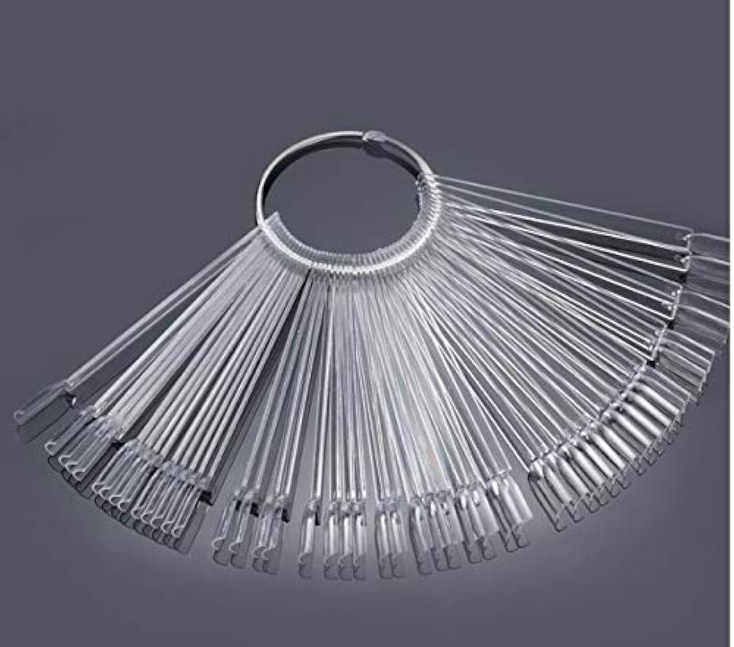 50 pezzi Anelli per punte per nail art, Piastre colorate trasparenti, Bastoncini per anelli per display per smalto, Pratica per salone di bellezza, Display per punte per unghie per esposizione e pratica di nail art fai da te