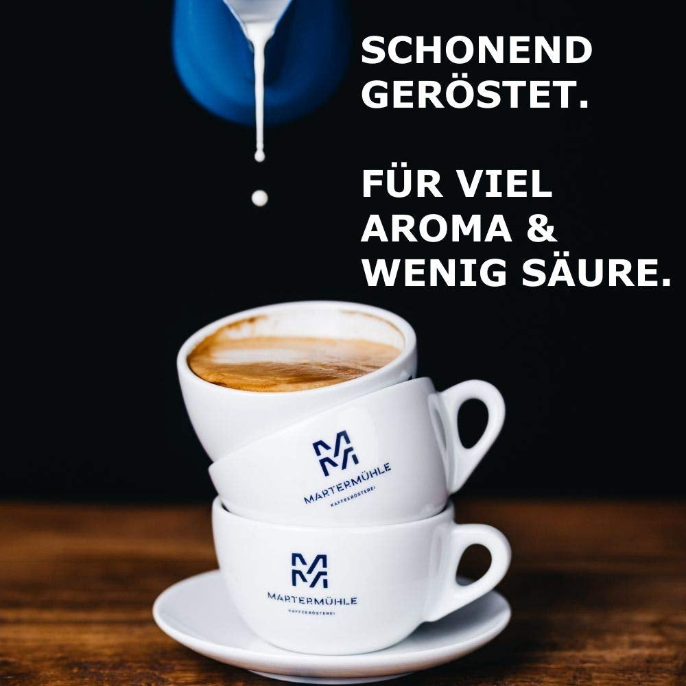 Martermühle Crema Espresso Forte 500g | Arabica/Robusta | Gusti: Cacao fondente, nocciola | Chicchi di caffè espresso interi tostati leggermente, bassa acidità