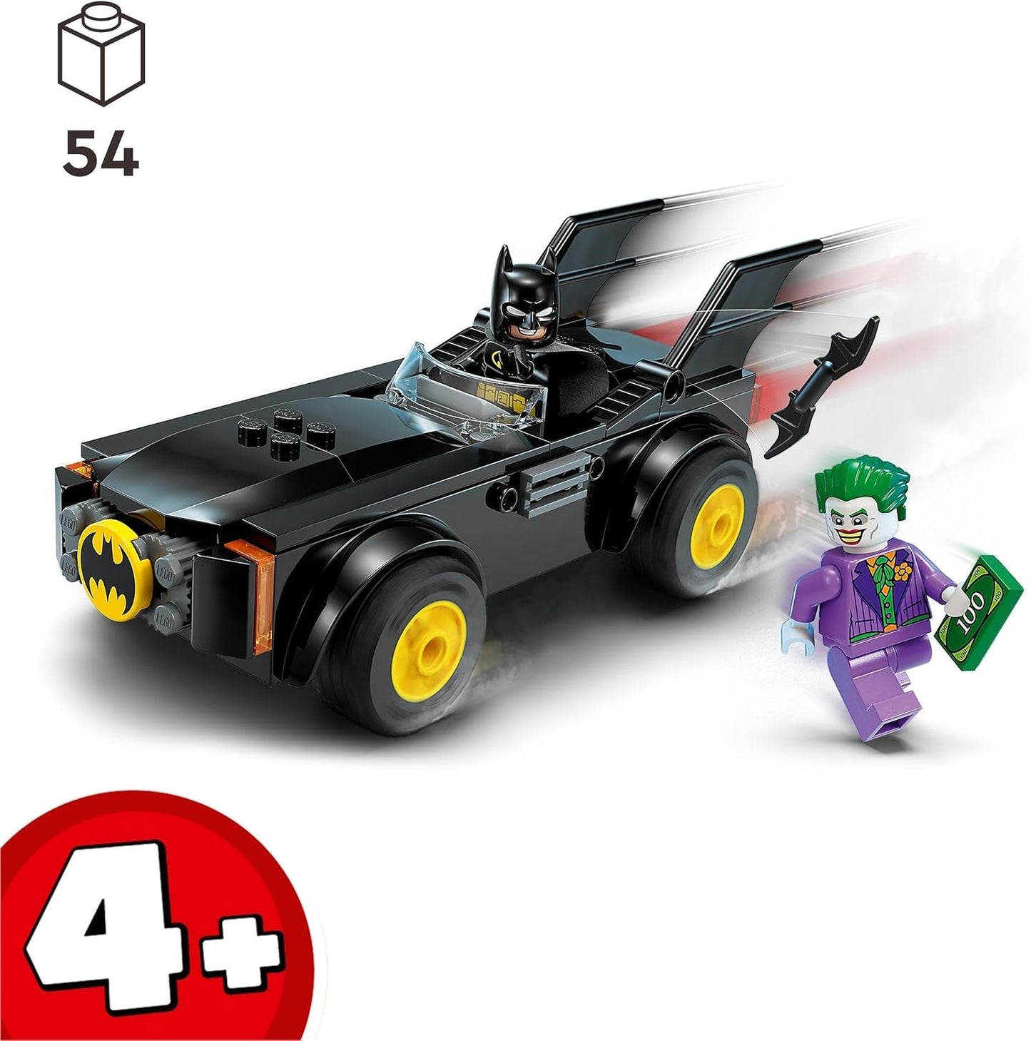 LEGO 76264 DC Inseguimento sulla Batmobile: Batman vs. Set macchinina Joker, Set iniziale supereroe con 2 minifigure, Giocattolo per bambini in età prescolare, ragazzi e ragazze dai 4 anni in su, Set da costruzione veloce da montare Besuche den LEGO-Store