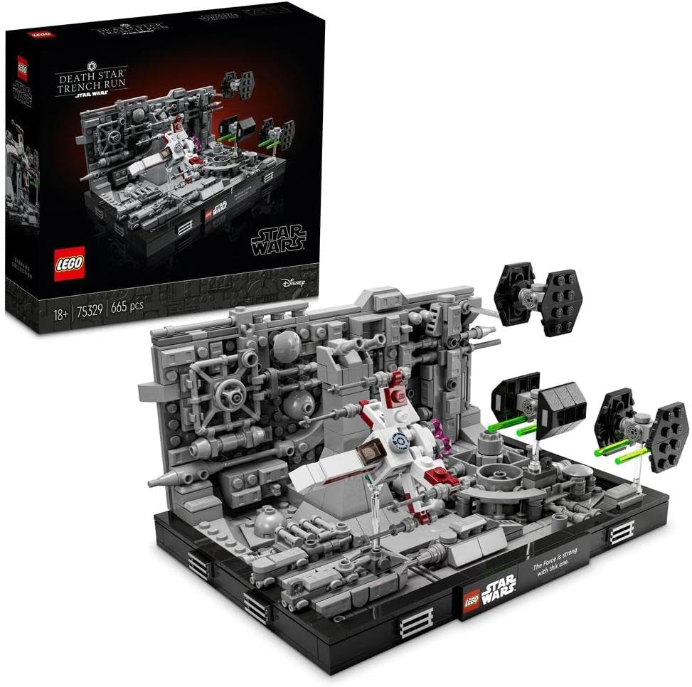 LEGO 75329 Star Wars Death Star Trench Run Diorama Set X-Wing di Luke Skywalker Kit modello per adulti Una nuova speranza Fan Merchandise Decorazione della stanza Regalo Set di costruzione Besuche den LEGO-Store Single