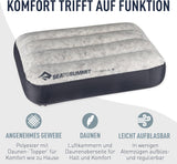 Sea to Summit - Cuscino da viaggio Eros Down L - Ultraleggero e gonfiabile - Materiale 10D - Cuscino in piuma Premium - Antiscivolo - Per escursionismo e campeggio - 42 X 28 X 12 cm - Grigio - 95 G Naty Shop Cuscini da viaggio