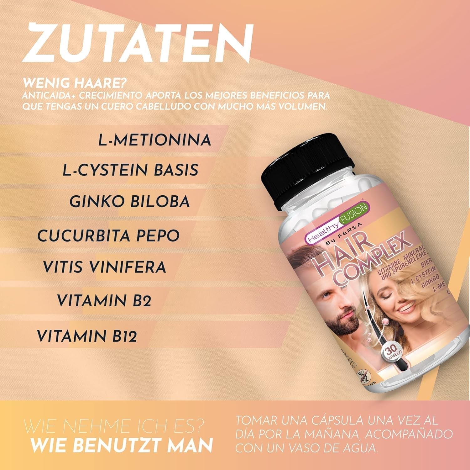 Healthy Fusion Haircomplex, efficace contro la caduta dei capelli, 30 capsule Cura dei capelli Naty Shop