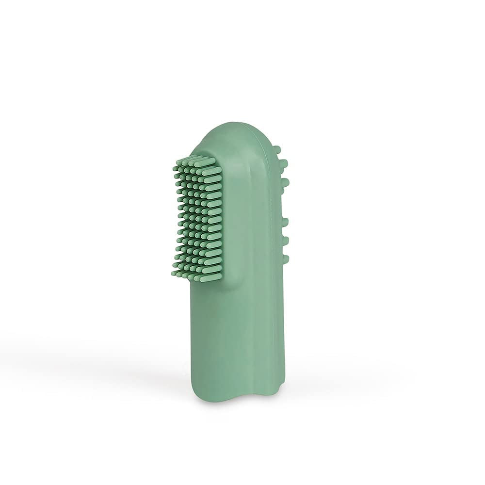 Anello da dentizione per bambini in gomma naturale organica, gomma da massaggio, morbida e senza BPA, favorisce la motricità fine, design a forma di dinosauro (639-V1) Spazzolino da denti in gomma naturale