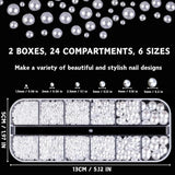 12 Größen Nail Art Perlen, Flache Perlen, Nail Art Accessori, Halbkreis Nagelperlen, Weiße Nail Charms Und Glitzersteine ​​​​Nägel Für Nail Art Design, DIY Basteln, Alltag, Hochzeit (2 Boxes)