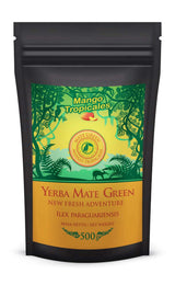 Set da tè Yerba Mate ● Tè Mate al Mango Tropicales 500G ● Set da tè Mate 4X25G ● Tè Mate con frutta ● Tè Yerba Mate con mango, ananas, limone