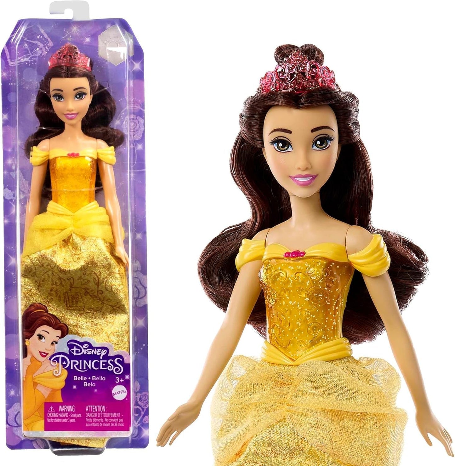 Mattel Disney Princess Toy Bambola mobile Belle alla moda con vestiti scintillanti e accessori Regalo ispirato ai film Disney per bambini HLW11 Naty Shop Dolls Titolo predefinito