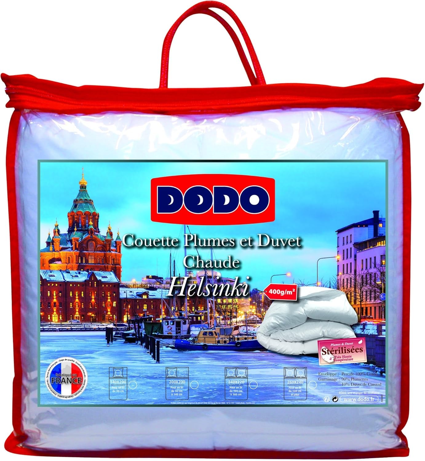 DODO 40381220 Coperta Helsinki, esterno cotone percalle, imbottitura piumino d'anatra/pelle, 240 Cm 220 Cm, bianco Piumini e trapunte Naty Shop