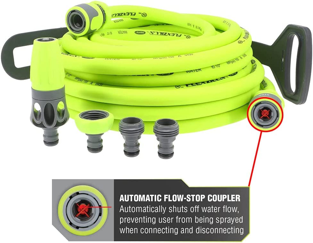 Set tubo da giardino a collegamento rapido, 1/2 pollice x 50 piedi, resistente, leggero, sicuro per l'acqua potabile - hfzg12050qn