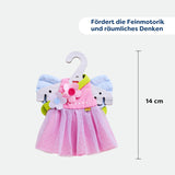 Vestiti per bambole HABA Fairy Magic - Set da 2 pezzi per bambole da 18 mesi in su (30 cm) - Abito in tulle con ali, fascia per capelli con fiori inclusa - 1306243001