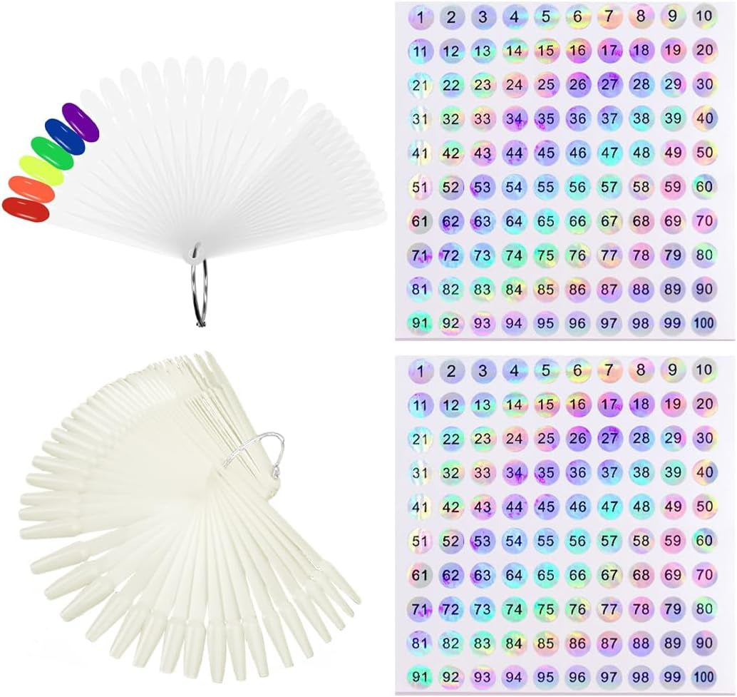 100 strumenti per nail art, stencil per nail art, testa rotonda trasparente e strumenti per nail art balletto dai colori naturali, fornito con 2 adesivi glitter digitali 1-100