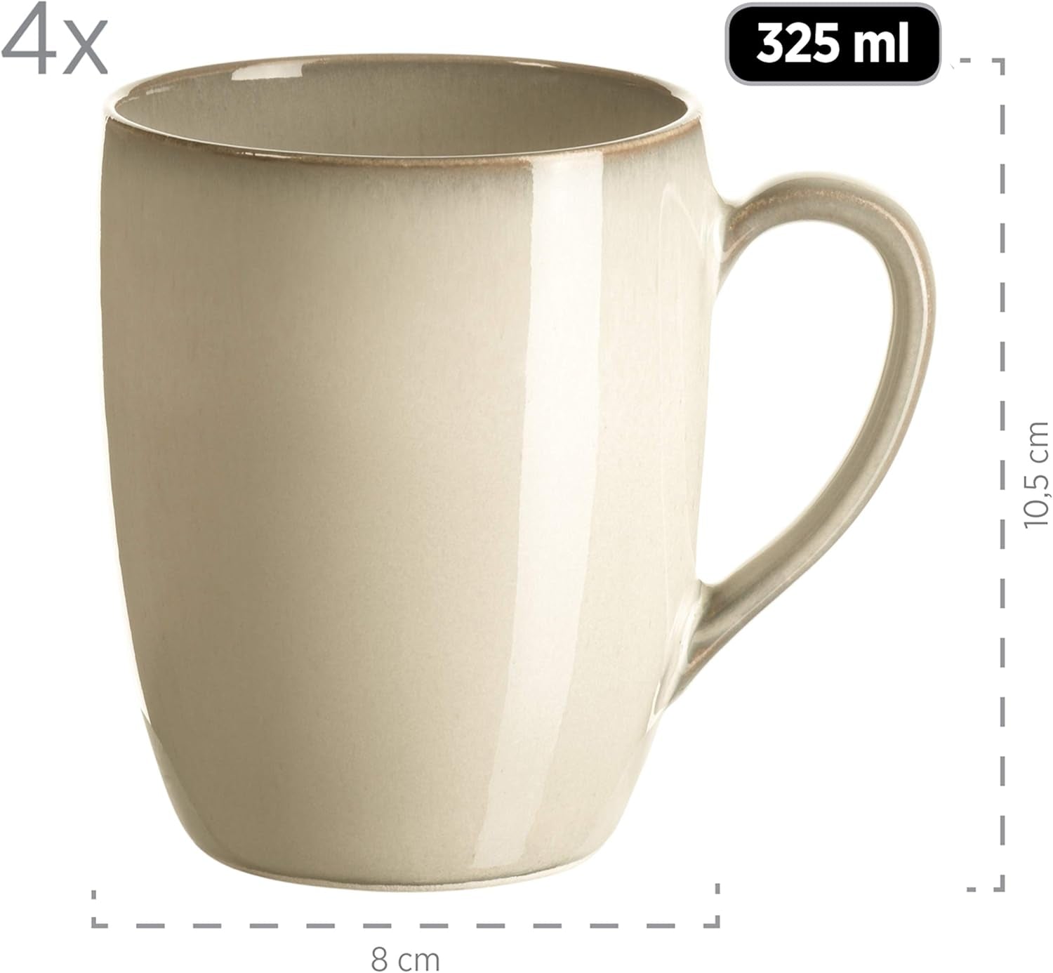 MÄSER 931736 servizio di stoviglie per 4 persone in look vintage mediterraneo, servizio combinato con 16 pezzi in grigio sabbia, ceramica, grigio sabbia