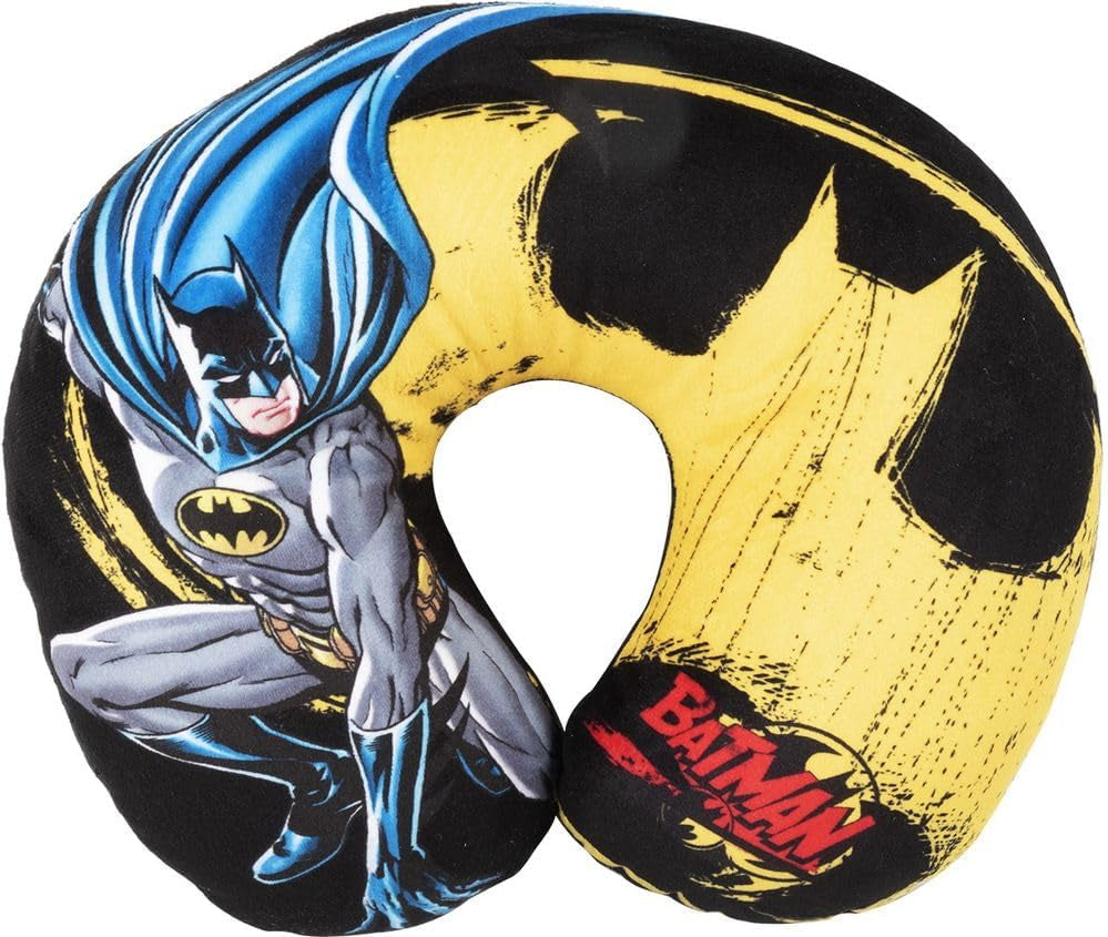 DC Comics Morbido cuscino da viaggio per auto Batman, sicurezza per bambini, comfort, supereroe, uomo pipistrello, Cuscino da viaggio per auto, azzurro, taglia unica Cuscini da viaggio Naty Shop Titolo predefinito